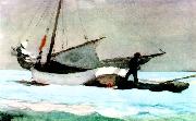Winslow Homer Stowing the Sail, Bahamas Spain oil painting artist